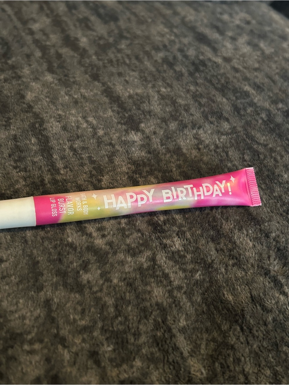 Bath & Body Works Pink Gradient "Happy Birthday" Lip Gloss Tube NWOT